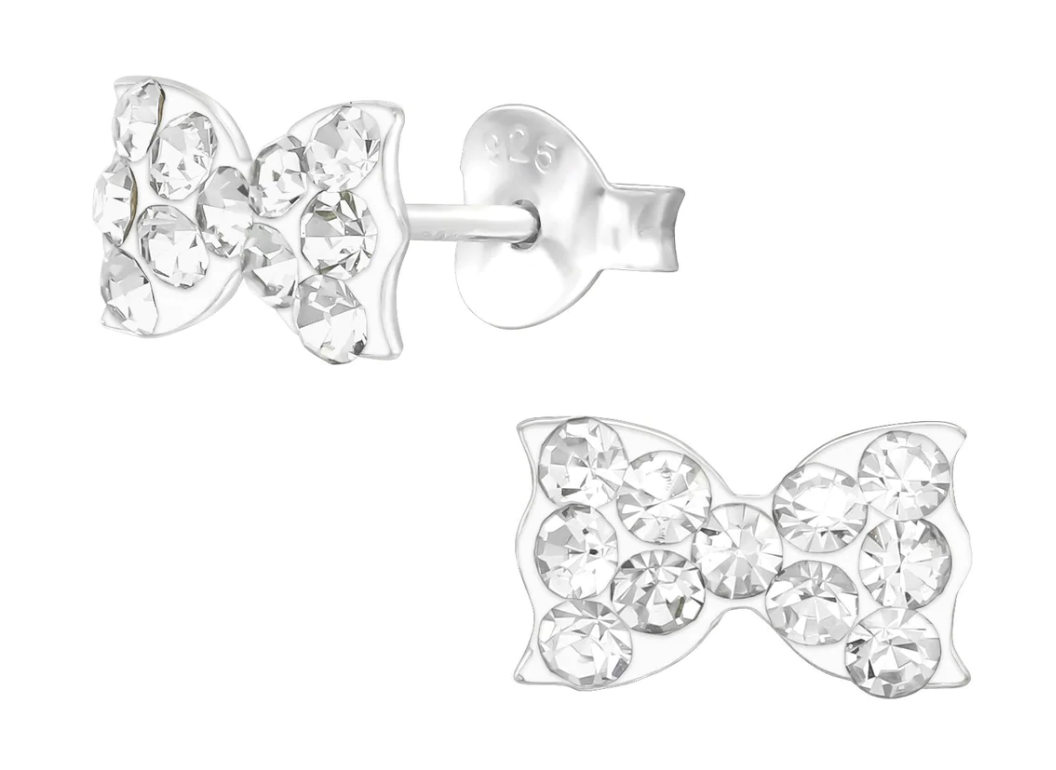 Crystal Bow Stud Earrings