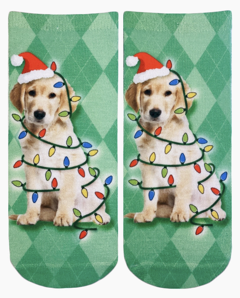 Holiday Lights Dog Ankle Socks