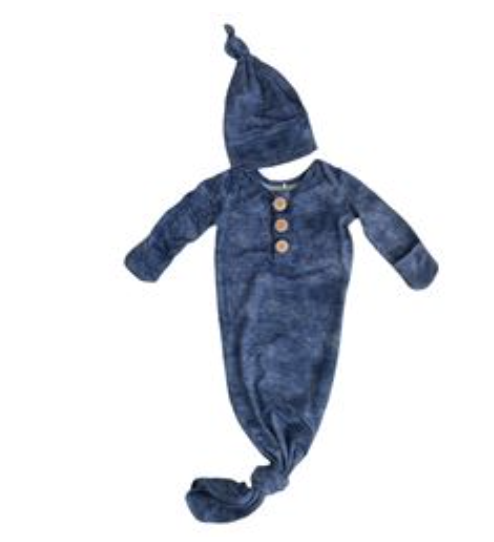 Denim Knot Gown And Hat