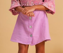 Lavender Linen Button Front Skirt