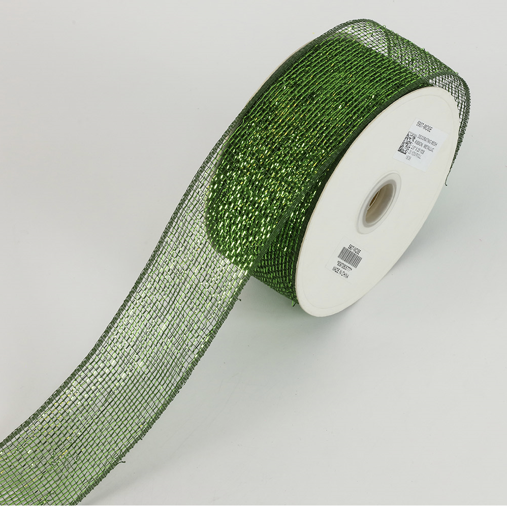 Moss Decorating Metallic Mesh Ribbon