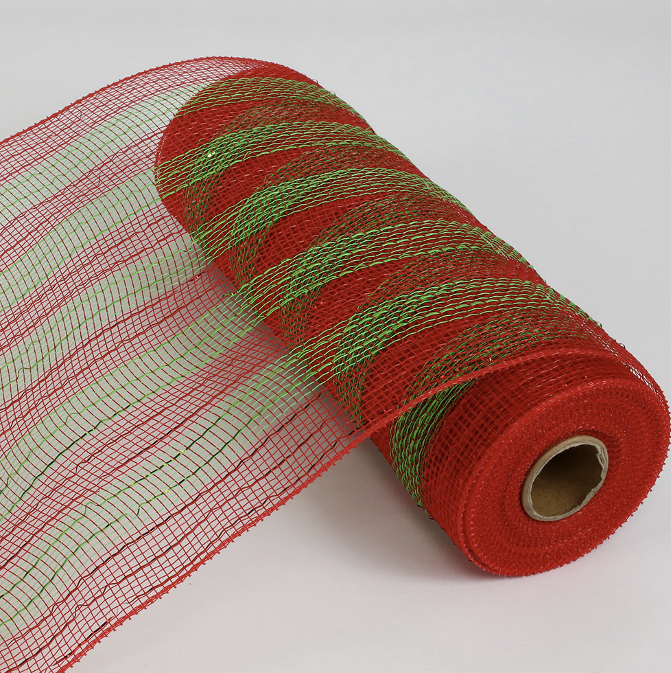 Red & Green- Decorating Mesh Metallic Ribbon