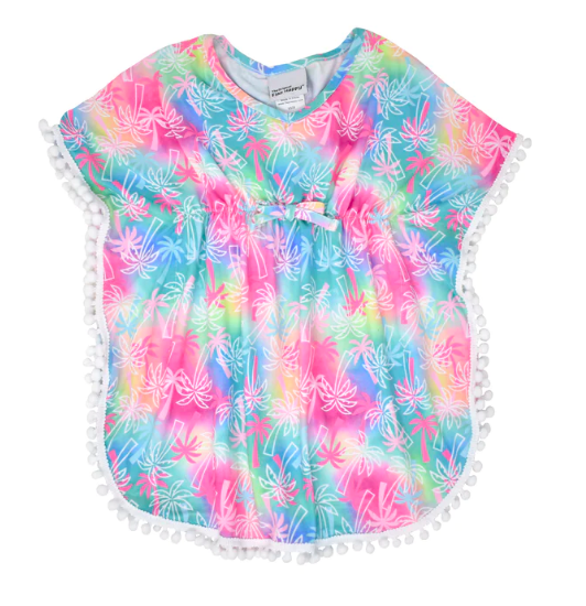 Kaia Beach Swim Cover-Up Pink Tropical Palms