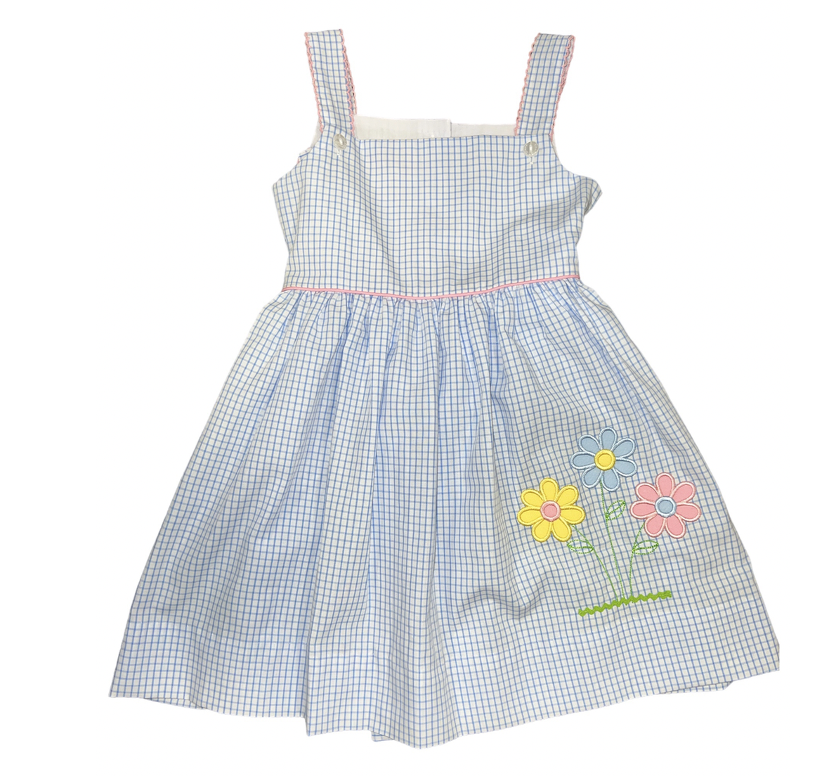 Daisies Lt Blue Check Sundress