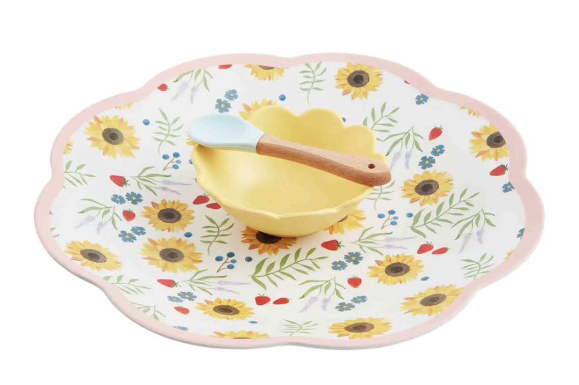 Sunflower Melamine Chip Dip Set
