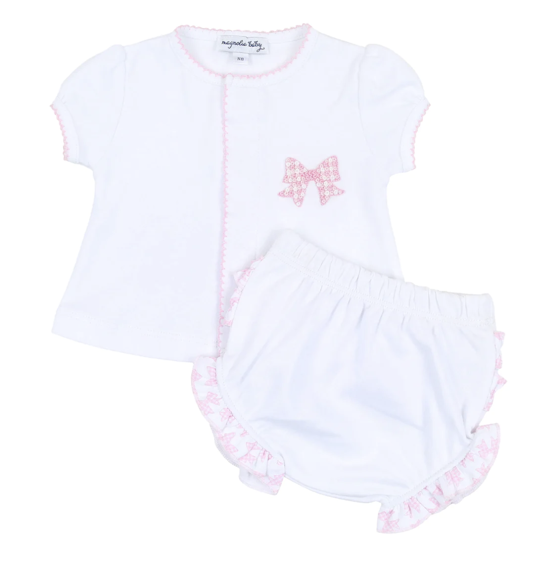 Gingham Bows Emb Ruffle Diaper Cover Set