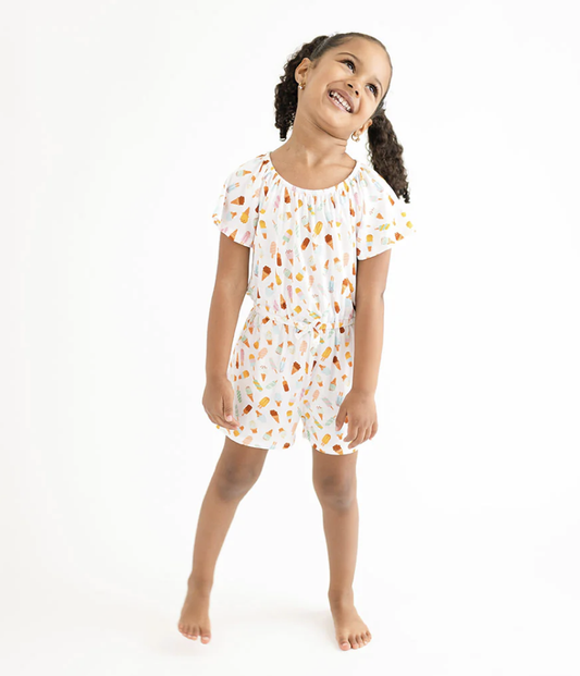 Posh Peanut Ice Cream Parlor Flutter Sleeve Romper