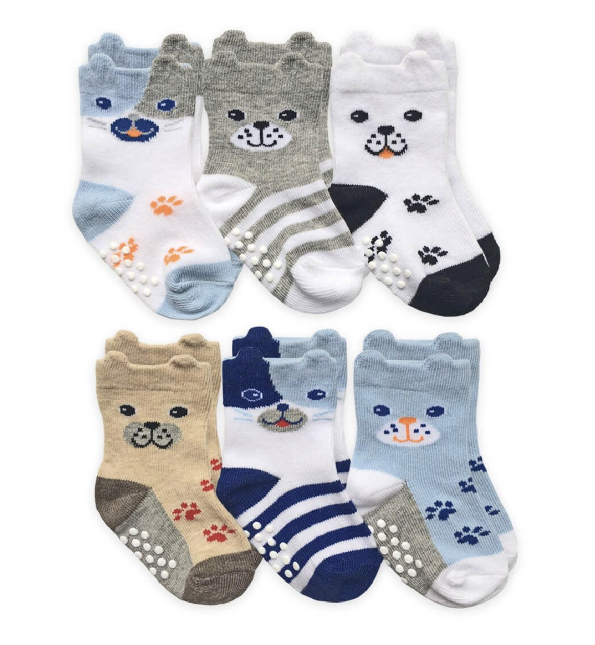 Jefferies Socks Non-Skid Dog Crew Socks 6 Pair Pack