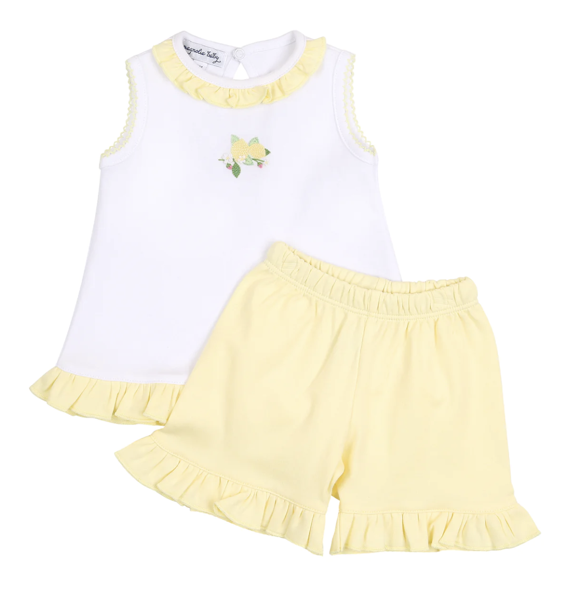Vintage Lemons Emb Ruffle Short Set