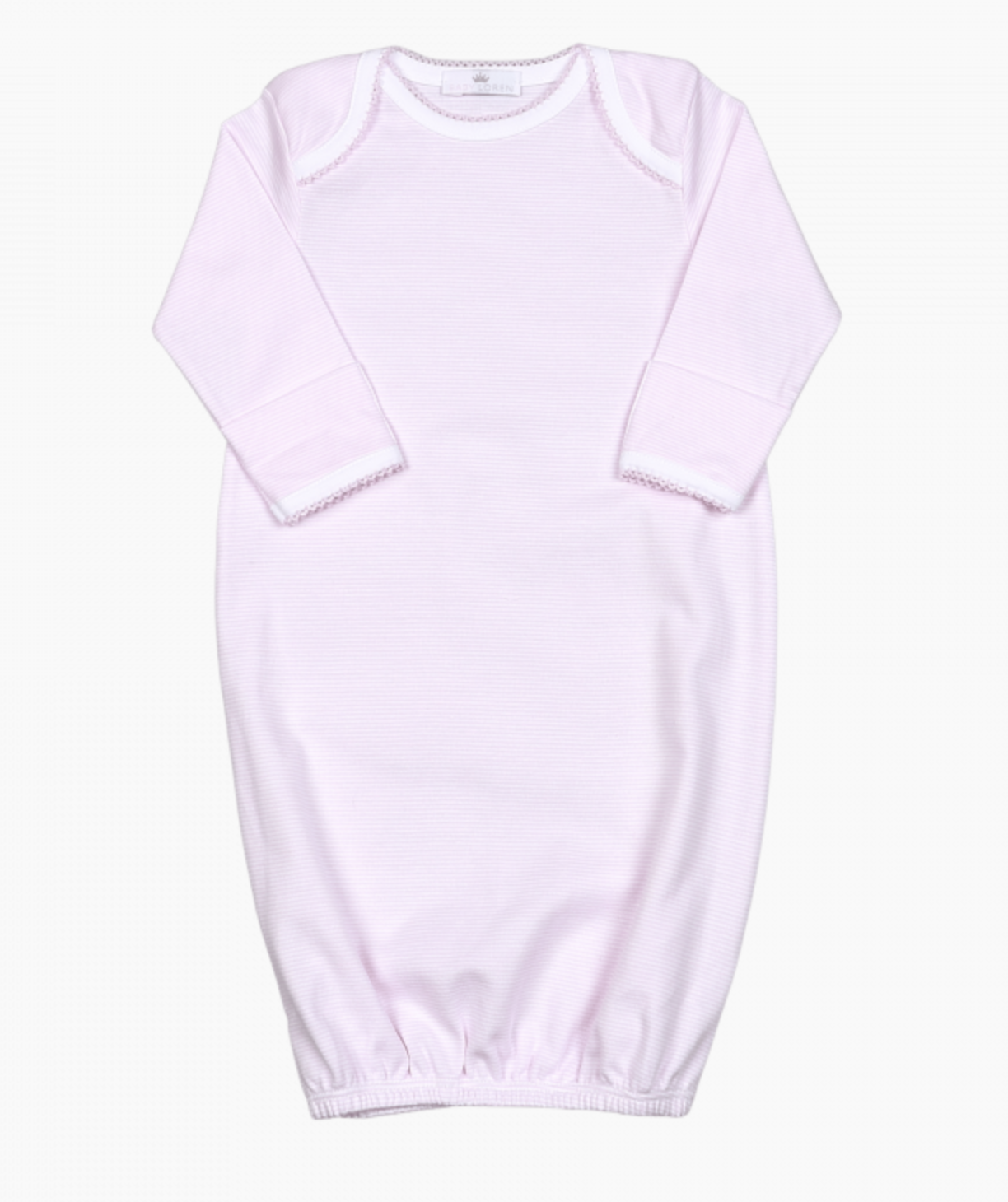 Pink Stripes Pima Gown Pink Trim