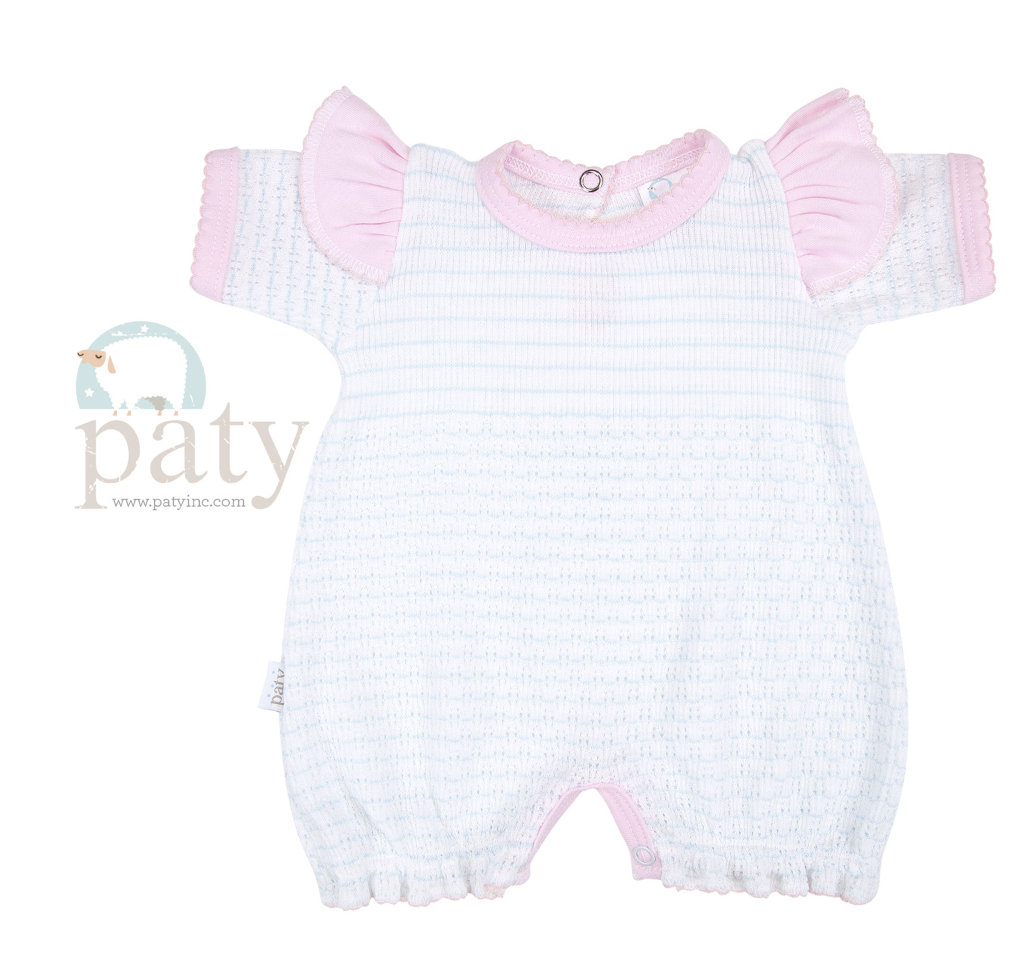 Paty Pinstripe Angel Sleeve Bubble Blue w/Pink