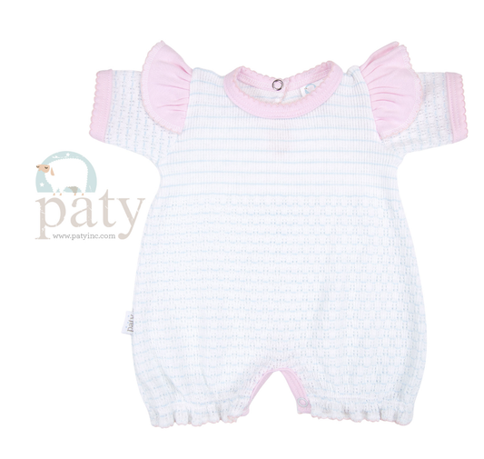 Paty Pinstripe Angel Sleeve Bubble Blue w/Pink