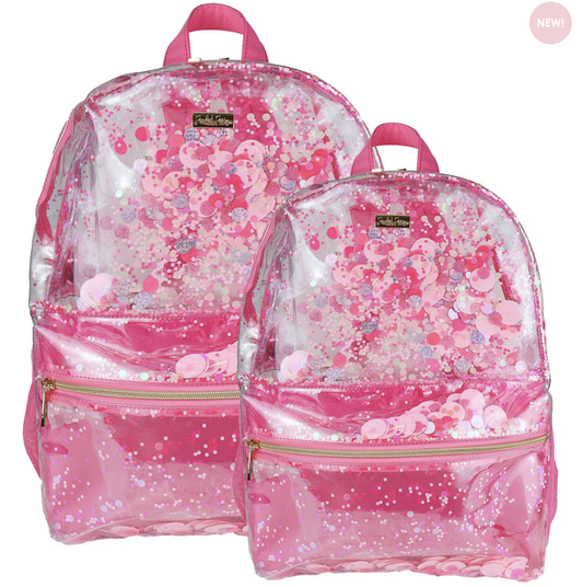 Pink Party Confetti Pink Clear Backpack