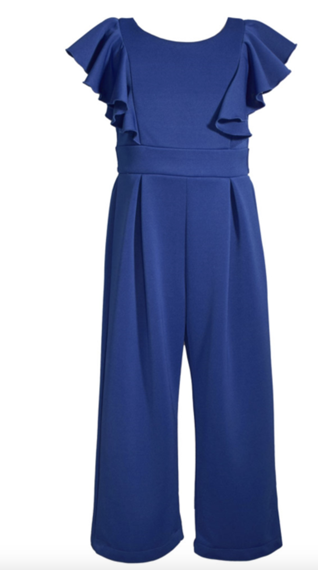 Girls Scuba Jumpsuit w/Pinafore Ruffles/Pleats