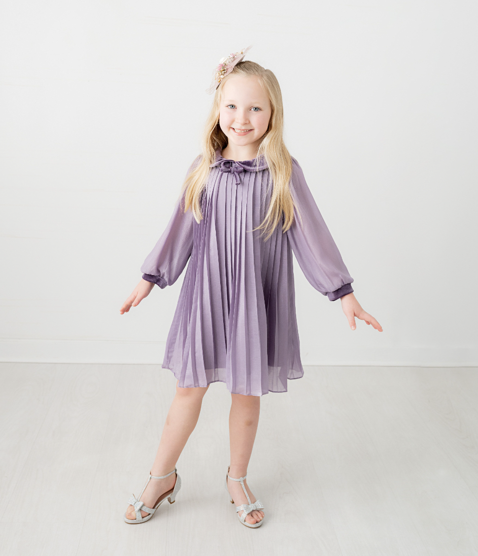 Evie's Closet Royal Purple Pleated Dress