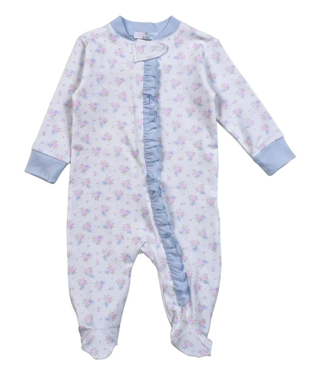 Roses and Bows Pima Zipper Footie