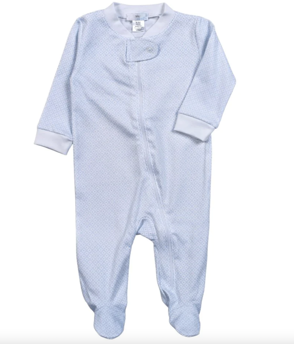 Blue Diamond Print Pima Zipper Footie
