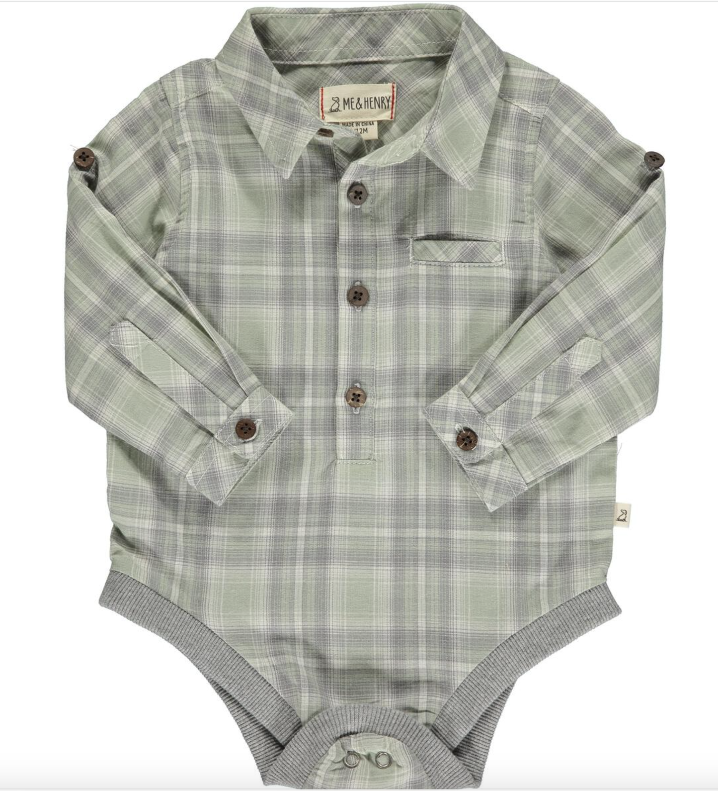 Sage/Grey Plaid Jasper Woven Onesie