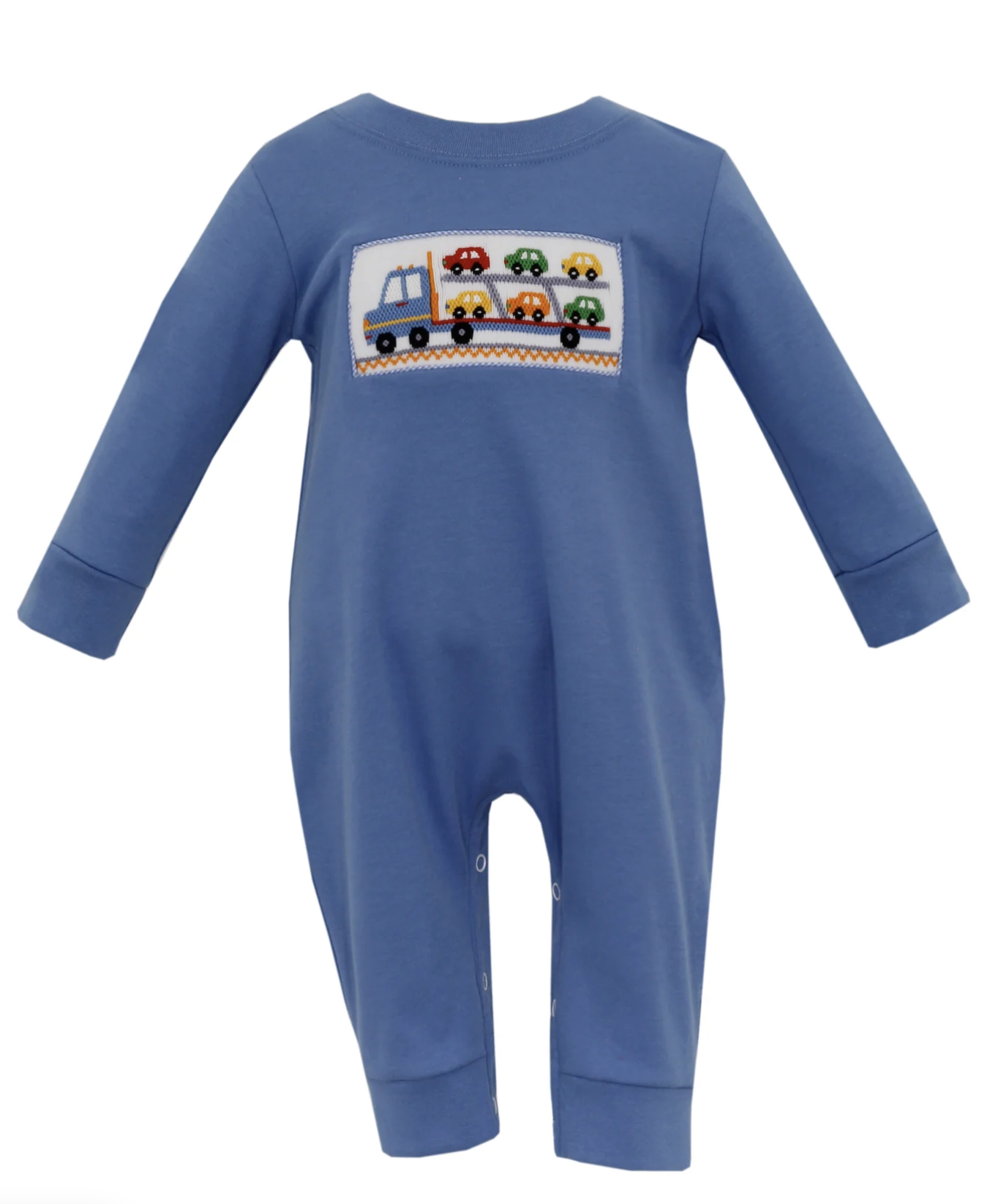 Long Knit Car Hauler Romper - Periwinkle Blue