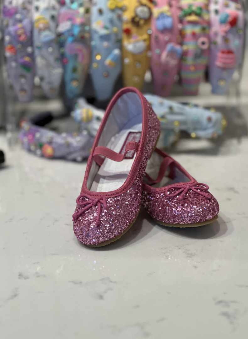 Victoria Sparkle Glitter Fuschia Flat