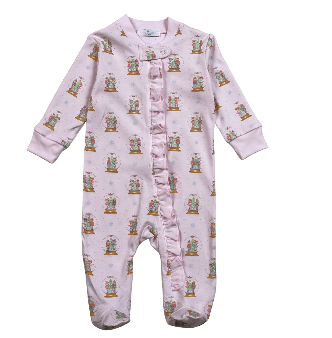 Pink Christmas Snow Globes Zipper Footie