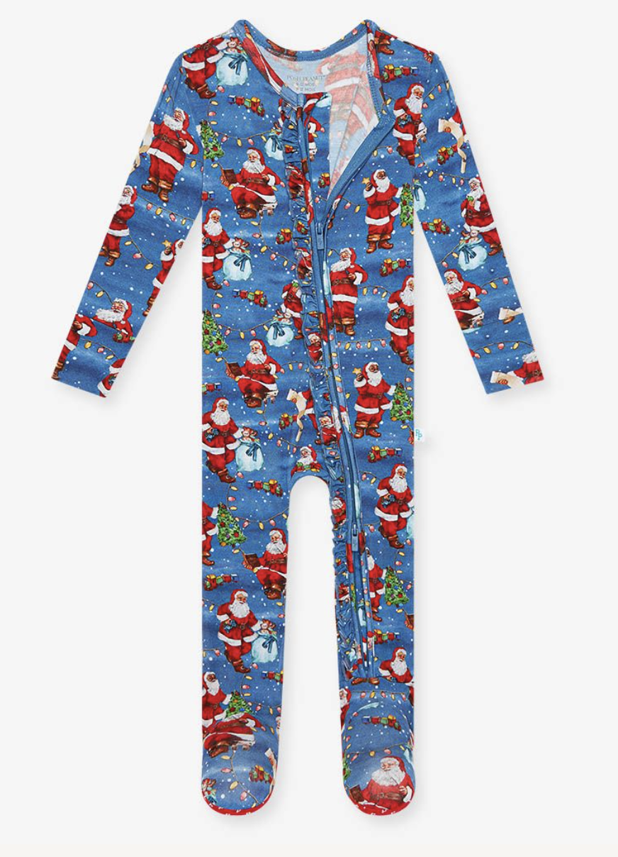 Posh Peanut Santa Claus Ruffled Zipper Footie