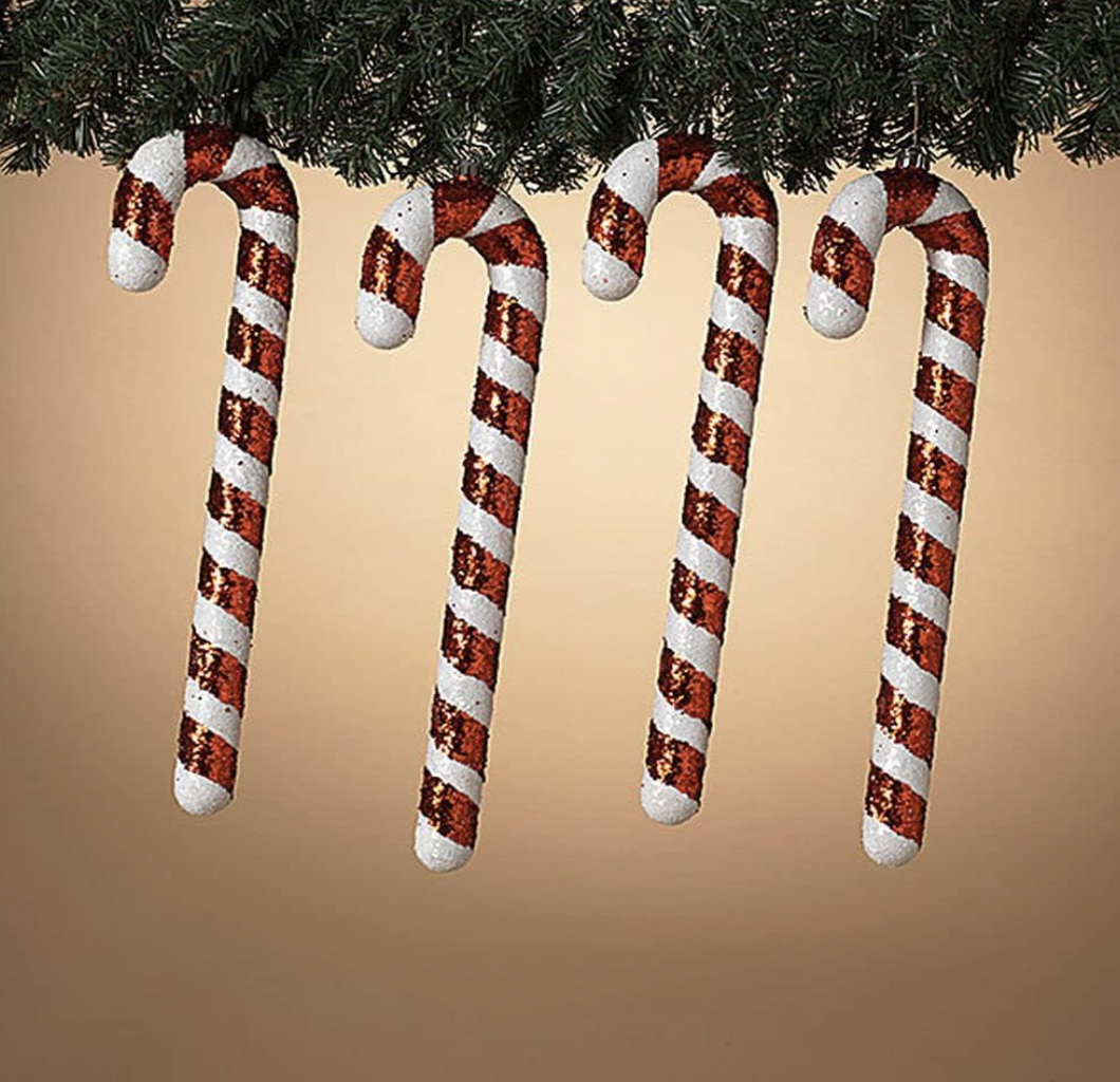 Set Of 4 Candy Cane Ornaments
