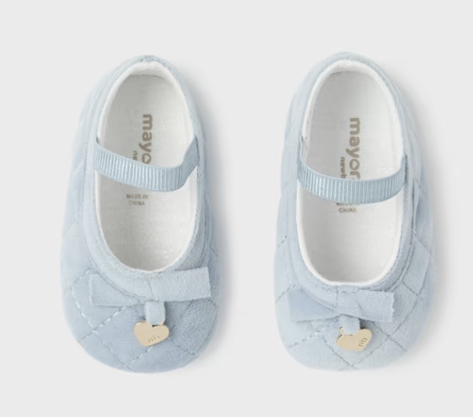 Blue Velvet Mary Jane Flats