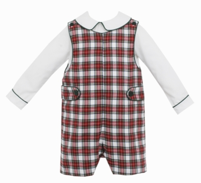 Red & White Holiday Plaid Boy's JonJon W/ White Shirt