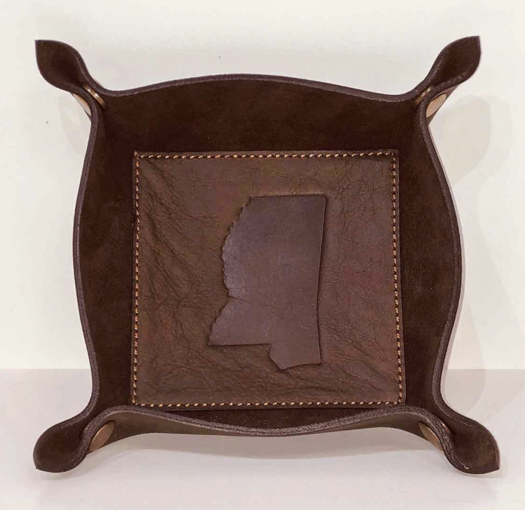 Mississippi Leather Embossed Valet tray