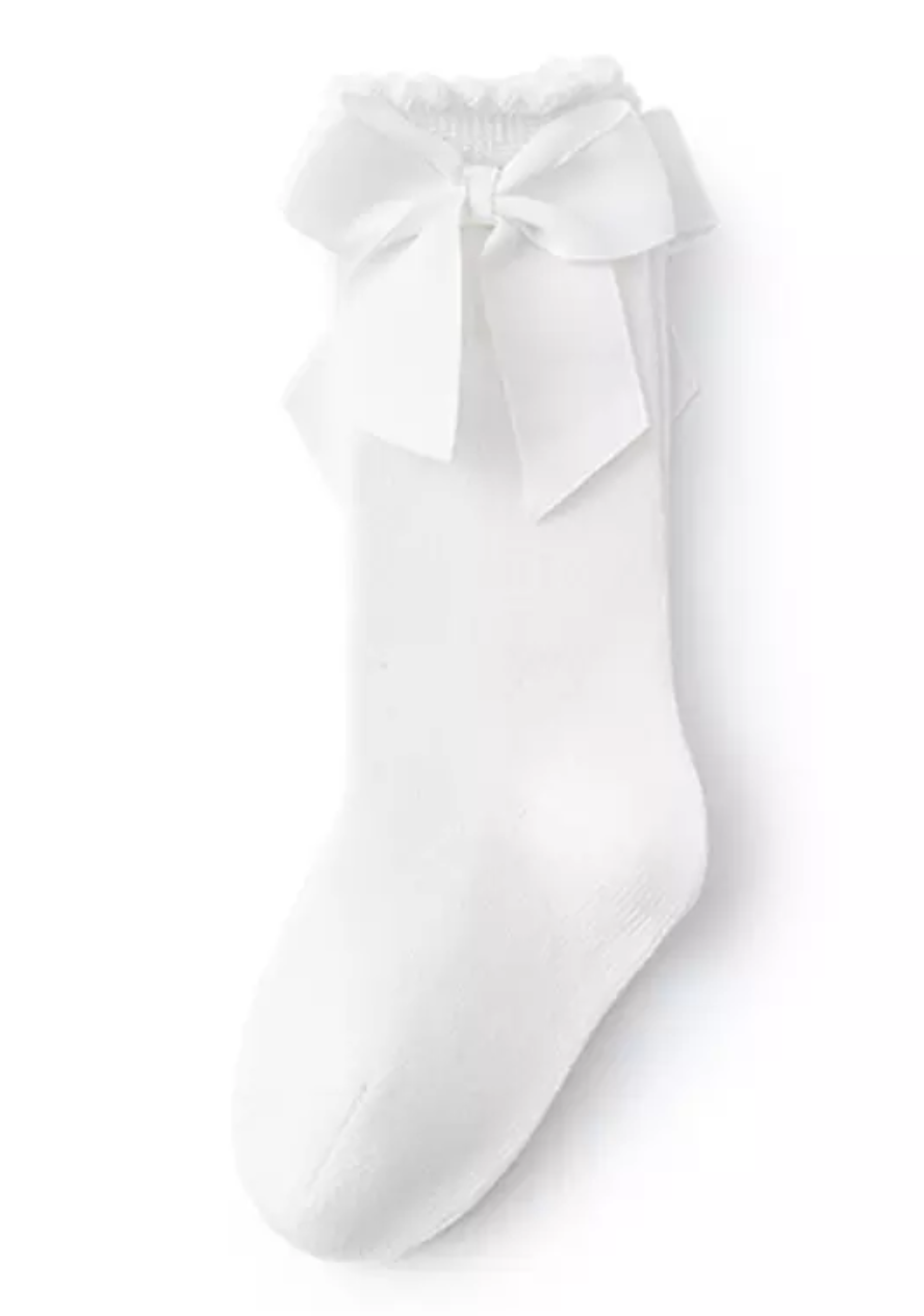 Happy White Bow Sock