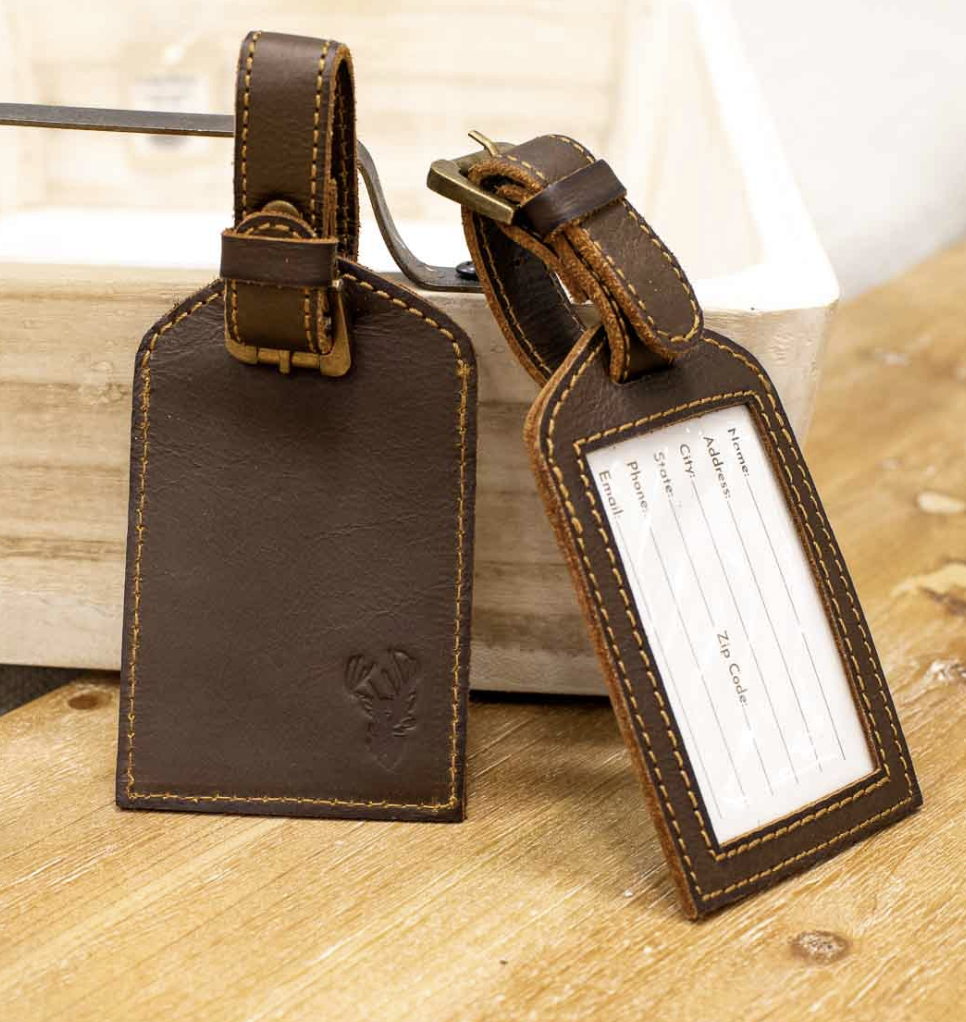 Deer Leather Embossed Luggage Tag