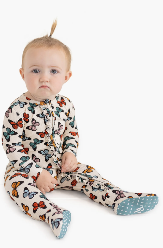 Posh Peanut Larisa Ruffle Zippered Footie
