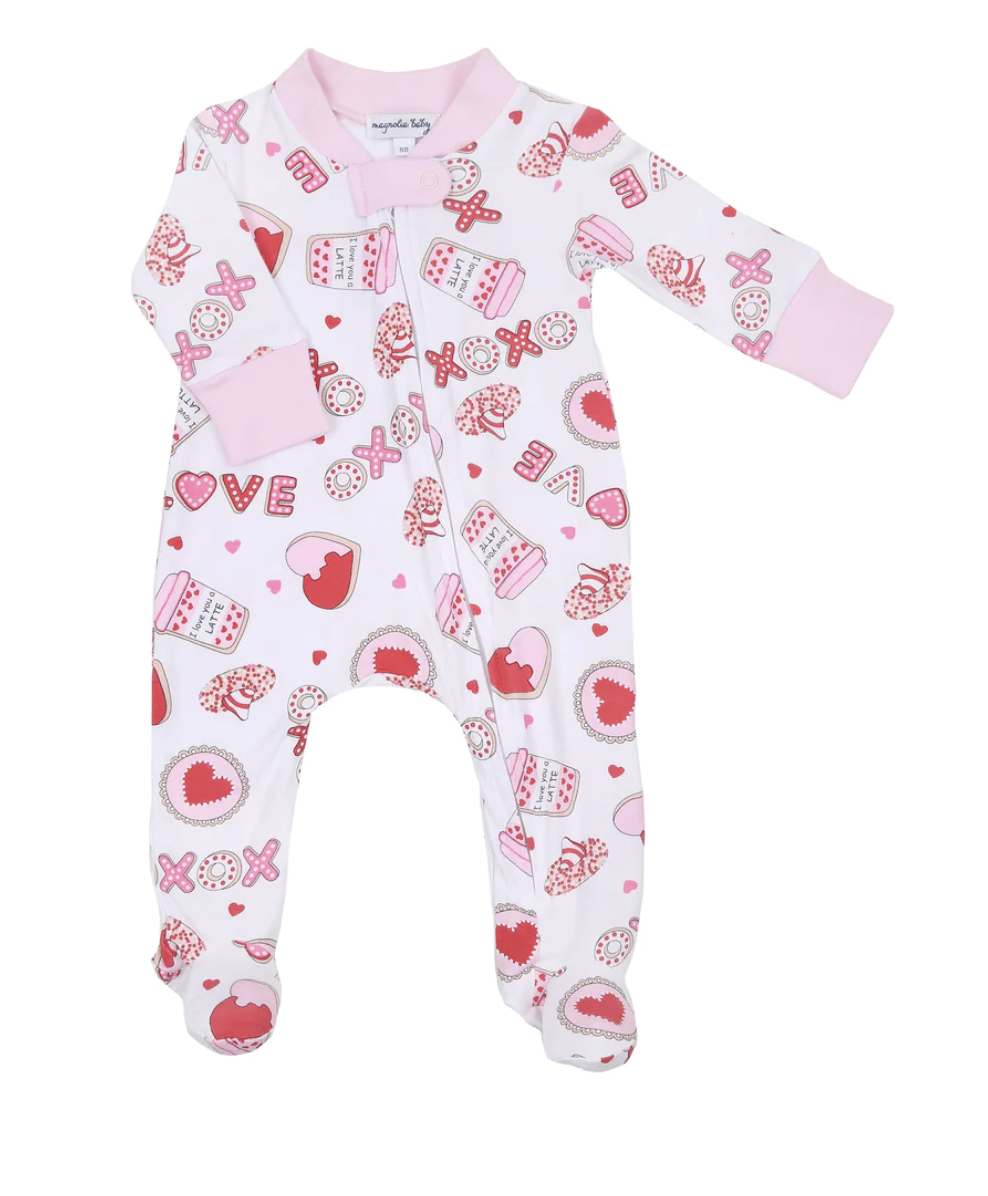 Magnolia Baby Sweet Valentine Zip Footie