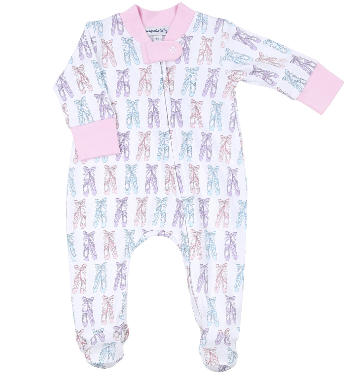 Ballerina Girl Pink Printed Zipper Footie