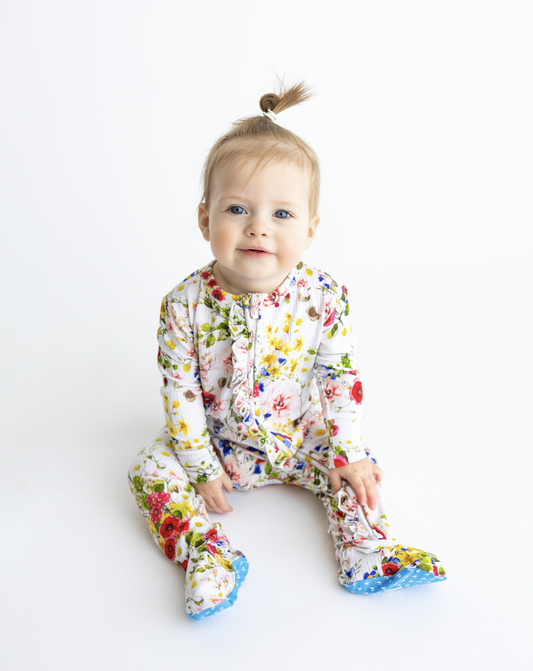 Posh Peanut Barbara Footie Ruffled Zippered One Piece