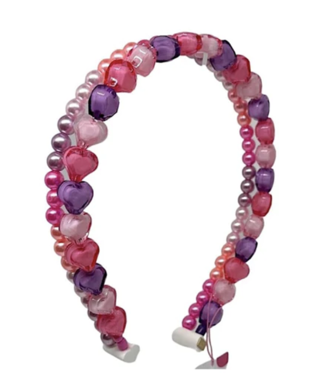 Two Row Heart Beaded Headband