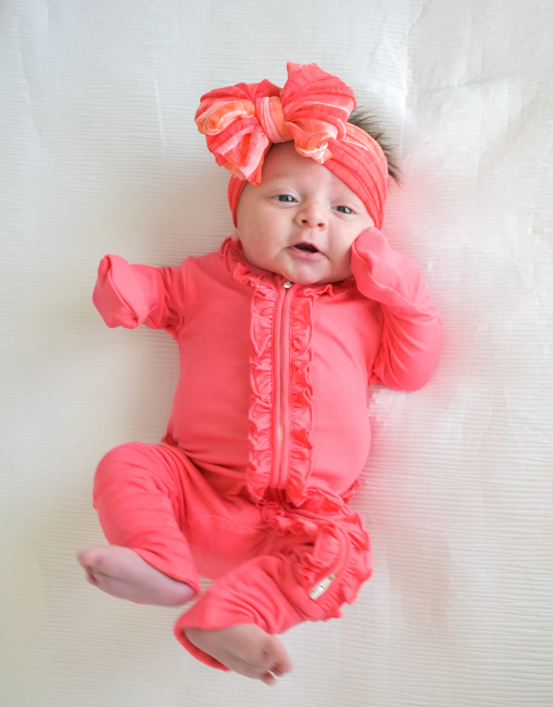 Coral Crush Ruffle Footie