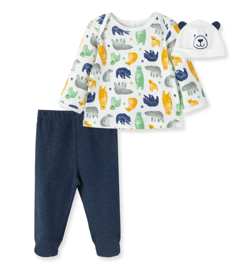 Bear Print 2pc Set w/Hat