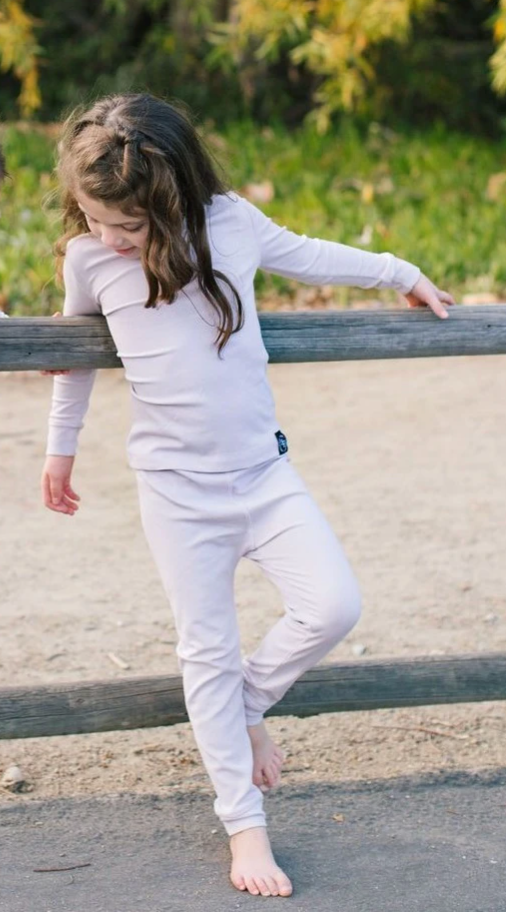 Orchid Hush Ribbed Kid Pj Set