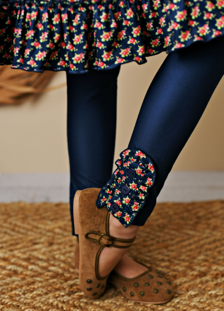 Navy Butterknit Floral Dress w/Legging