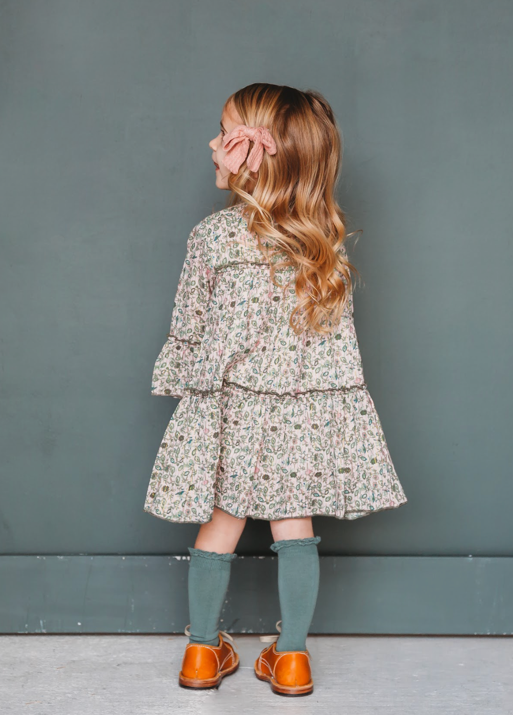 Pink/Olive Lurex Printed Dress