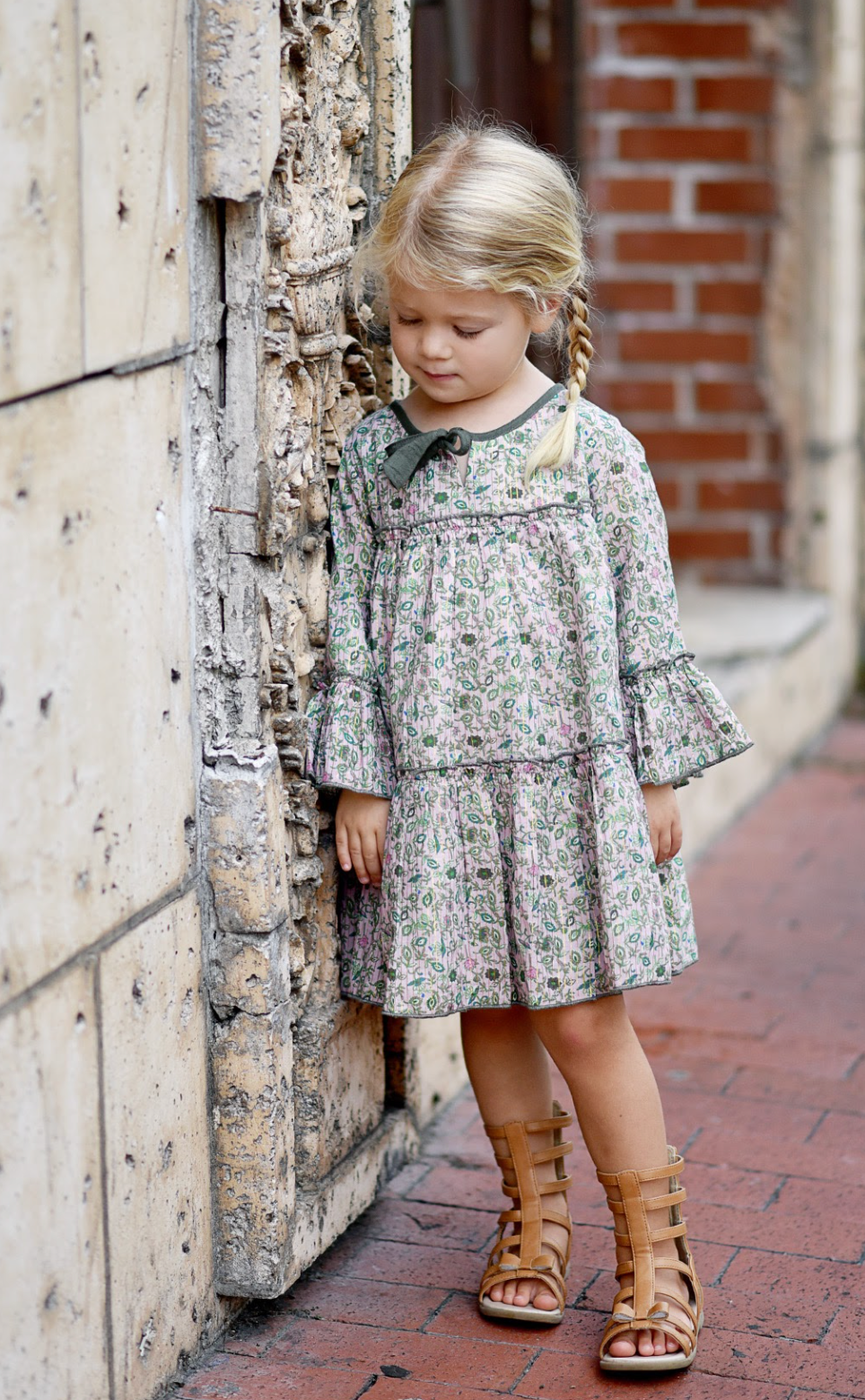 Pink/Olive Lurex Printed Dress