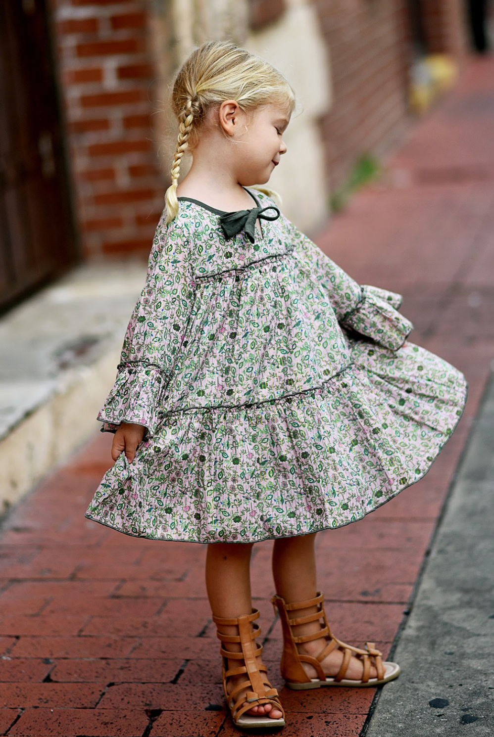 Pink/Olive Lurex Printed Dress