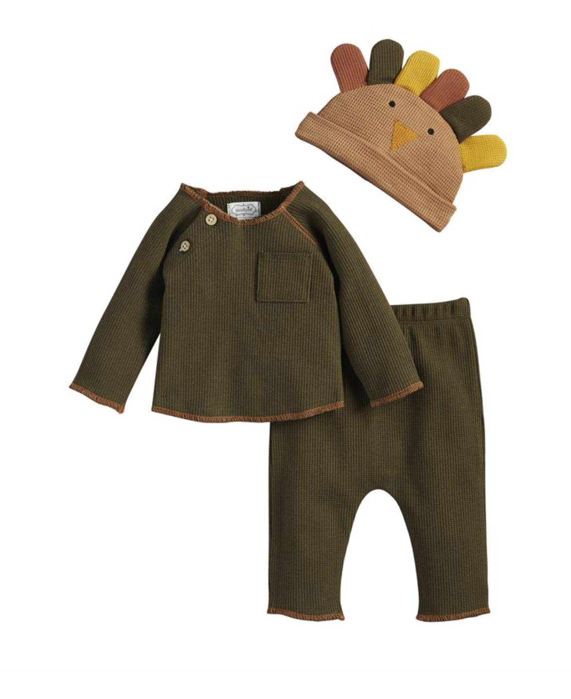 Waffle Knit Turkey Hat Set