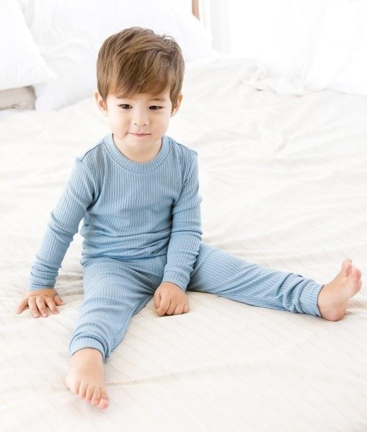 Rib - Blue Long Sleeve PJ's