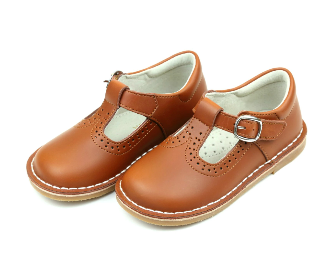 Frances Perforated T-Strap Cognac