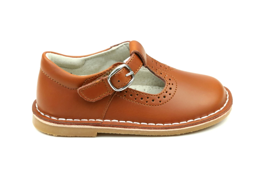 Frances Perforated T-Strap Cognac