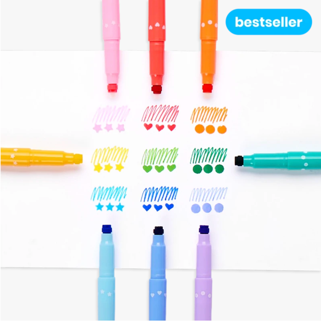 confetti stamp double-ended markers
