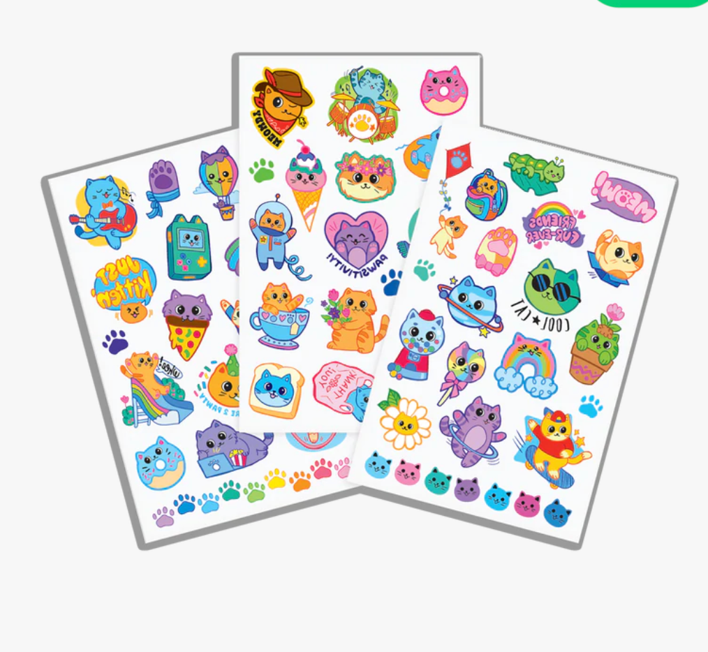 tattoo-palooza temporary tattoos - colorful cats